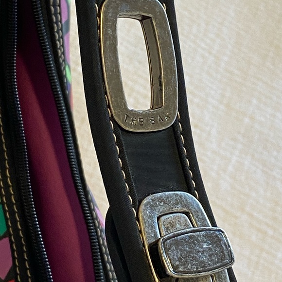 The SAK Shoulder Bag Purse Multi Color Geometric Logo Adjustable Strap Zip - Picture 13 of 14
